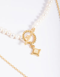 Gold Plated Freshwater Pearl Fob Necklace - link has visual effect only