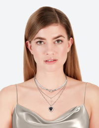 Silver Pearl Heart Star Layered Necklace - link has visual effect only