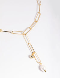 Gold Plated Freshwater Pearl Lariat Necklace - link has visual effect only