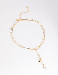 Gold Plated Freshwater Pearl Lariat Necklace - link has visual effect only
