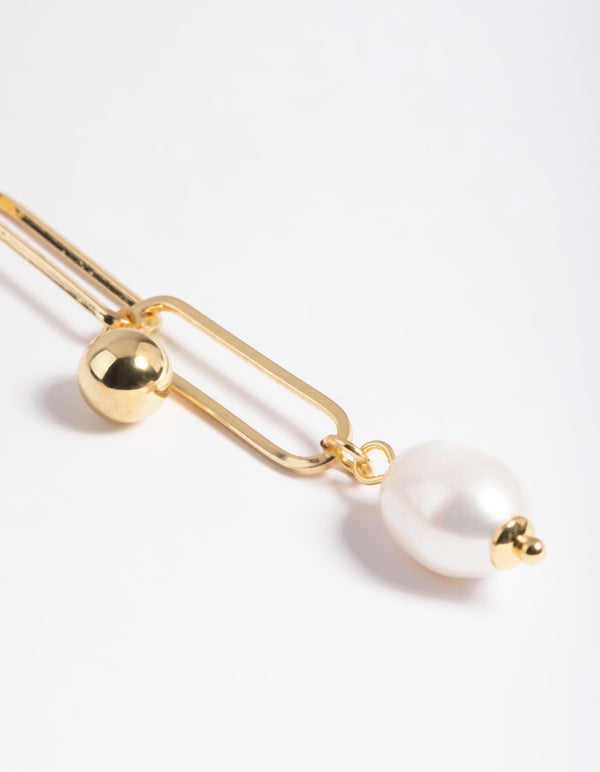 Gold Plated Freshwater Pearl Lariat Necklace