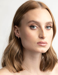 Gold Plated Brass Cubic Zirconia Leaf Earring Stack 6-Pack - link has visual effect only