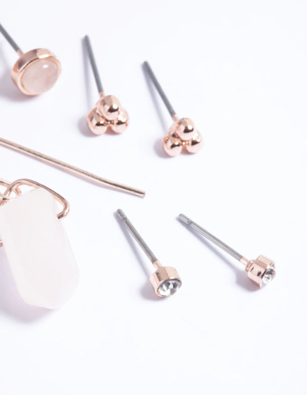 Rose Gold Quartz Shard Earring Stack Pack