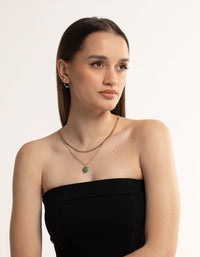 Gold Green Aventurine Heart Layered Necklace - link has visual effect only
