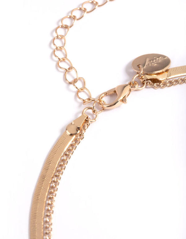 Gold Green Aventurine Heart Layered Necklace