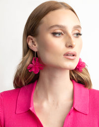 Fuchsia Frosted Flower Drop Earrings - link has visual effect only