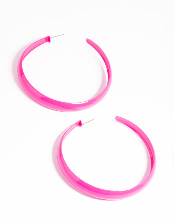Glossy Pink 60mm Hoop Earrings