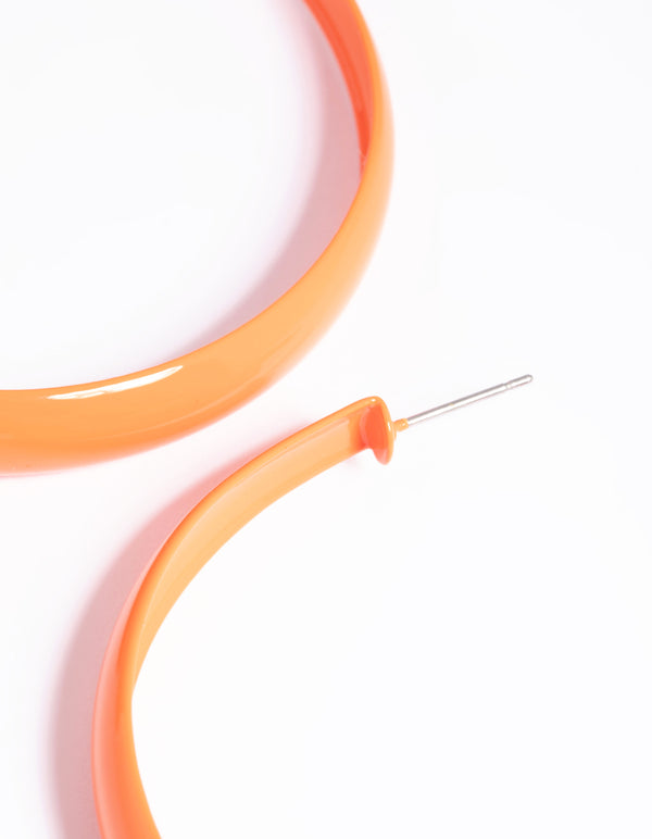 Glossy Orange 60mm Hoop Earrings