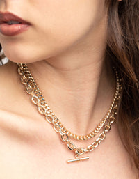 Gold Fob Chain Layered Necklace - link has visual effect only