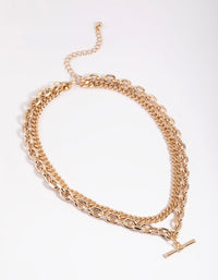 Gold Fob Chain Layered Necklace - link has visual effect only