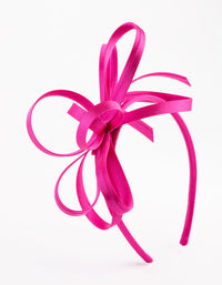 Pink Satin Fabric Looped Fascinator Headband - link has visual effect only