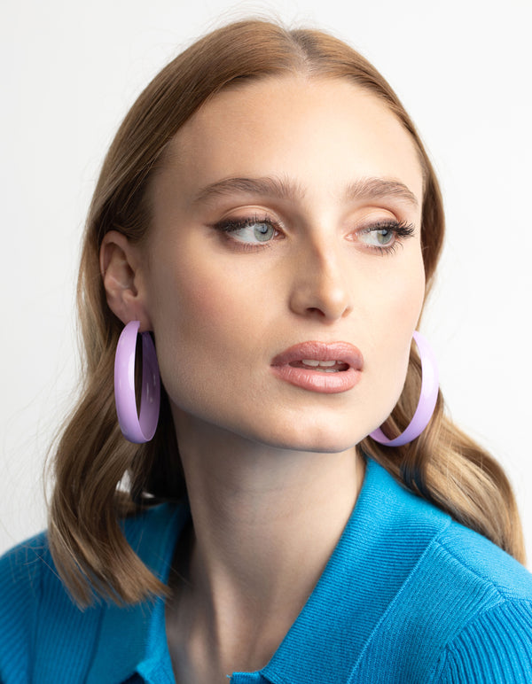 Purple Matte 60mm Hoop Earrings