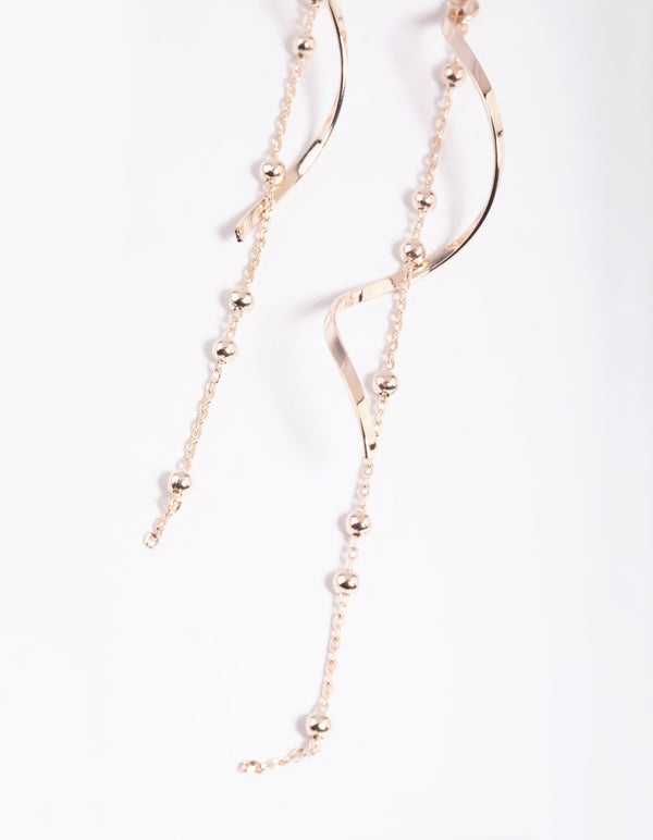 Rose Gold Twist Ball Chain Drop Earrings