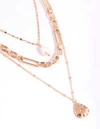 Rose Gold Layered Pearl & Coin Necklace - link has visual effect only