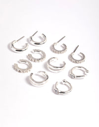 Silver Plated Diamante Hoops 5-Pack - link has visual effect only