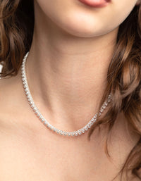 Silver Double Row Tennis Necklace - link has visual effect only