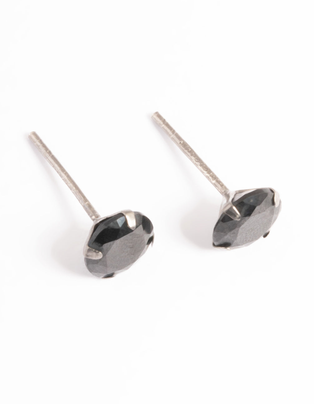 Ruthenium Plated Sterling Silver 1 CT Cubic Zirconia Studs