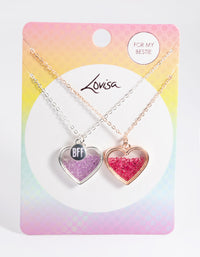 Kids Mixed Metal Diamond Heart Shaker Necklace Pack - link has visual effect only