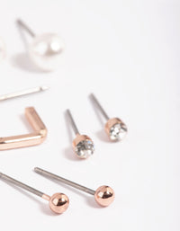 Rose Gold Pearl Earrings 5-Pack - link has visual effect only