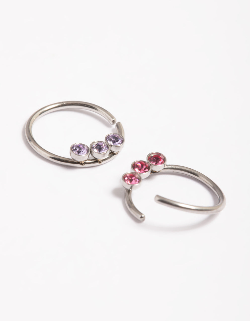 Surgical Steel Trio Stone Nose Ring Pack