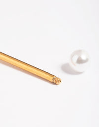 Gold Plated Titanium Faux Pearl Industrial Bar - link has visual effect only