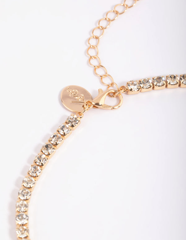 Gold Facet Stone Earrings & Necklace