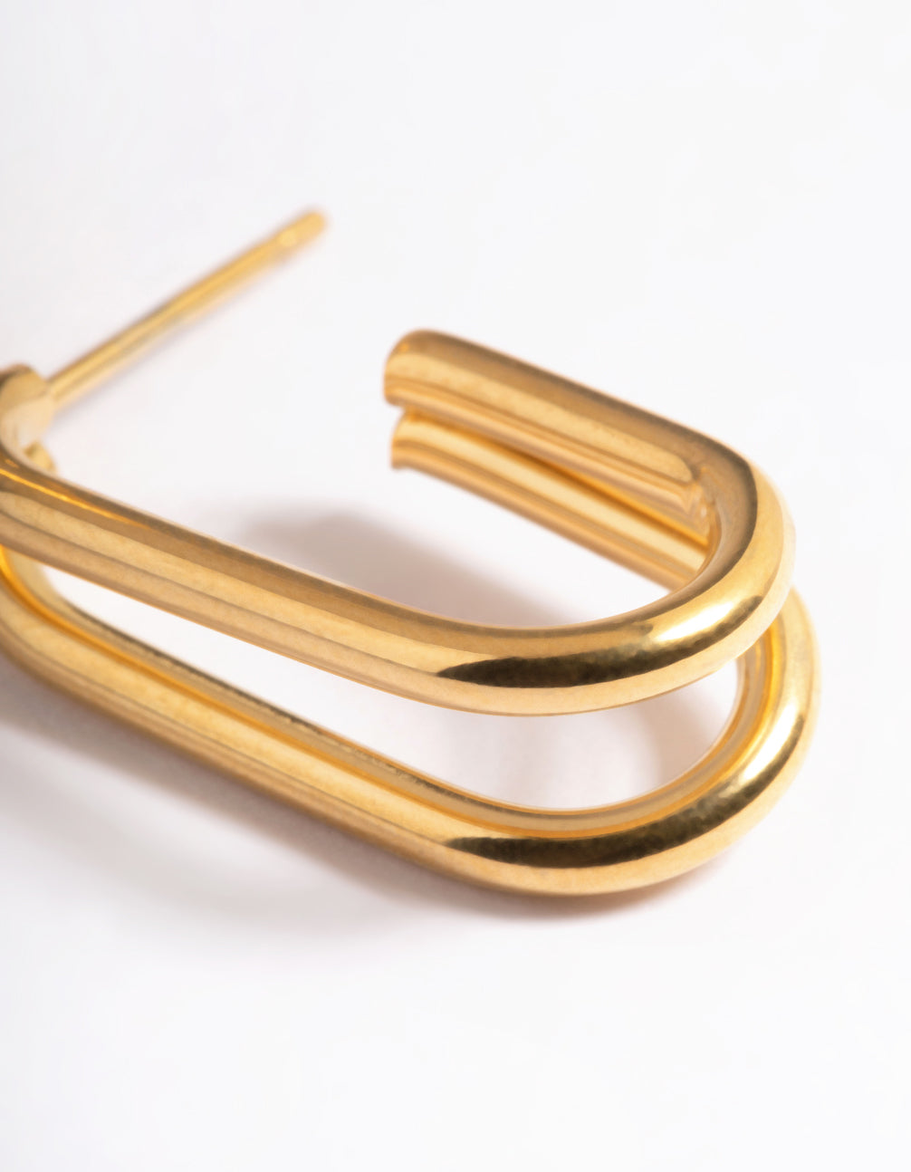 Waterproof Gold Plated Stainless Steel Oval Double Hoop Earrings