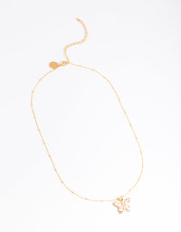 Waterproof Gold Plated Stainless Steel Cubic Zirconia Butterfly Necklace - link has visual effect only