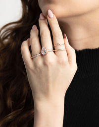 Rose Gold Cubic Zirconia Pear Ring 5-Pack - link has visual effect only