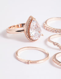Rose Gold Cubic Zirconia Pear Ring 5-Pack - link has visual effect only