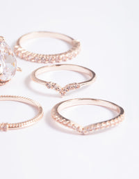 Rose Gold Cubic Zirconia Pear Ring 5-Pack - link has visual effect only