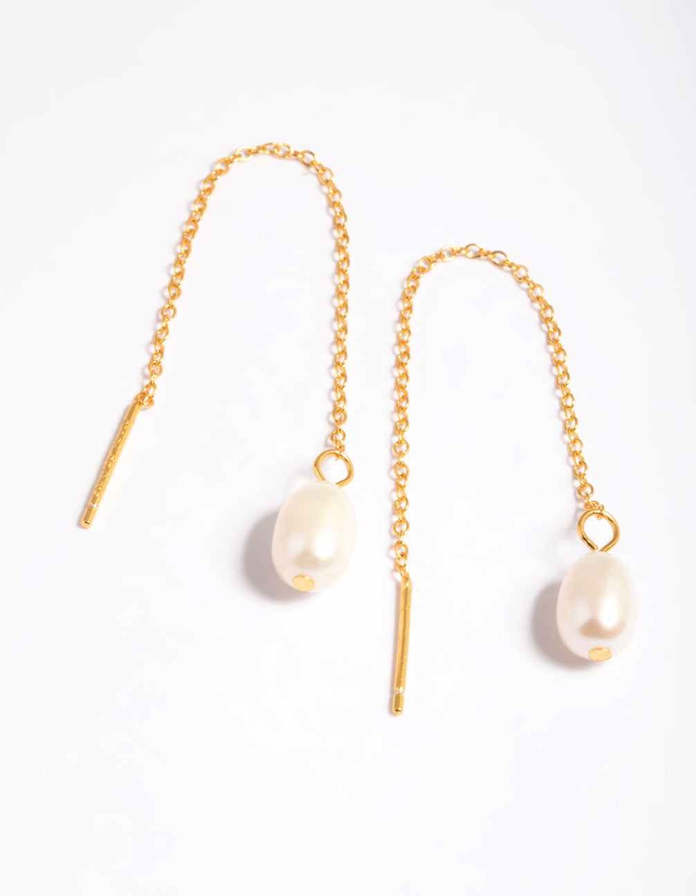 Gold Plated Sterling Silver Freshwater Pearl Threader Earrings