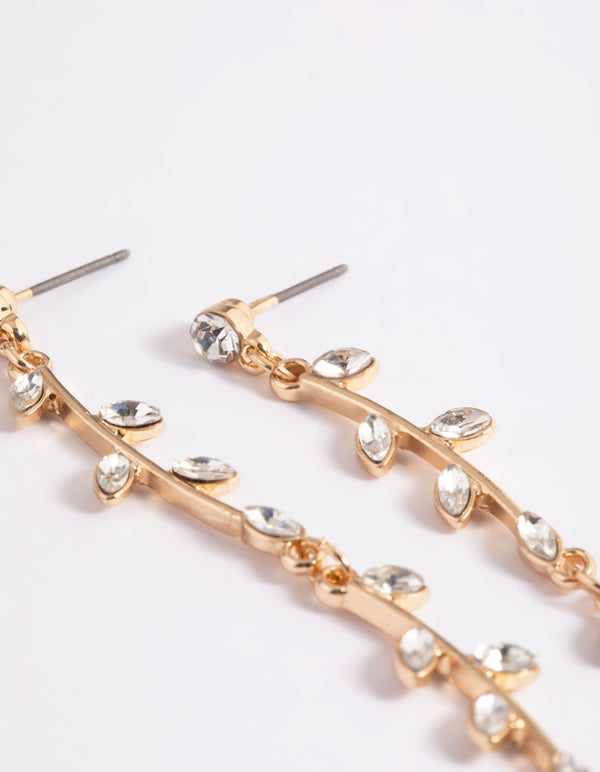 Gold Bendy Vine Drop Earrings