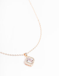 Rose Gold Cubic Zirconia Diamante Clover Necklace - link has visual effect only