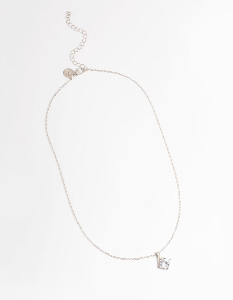 Silver Cubic Zirconia Drop Necklace