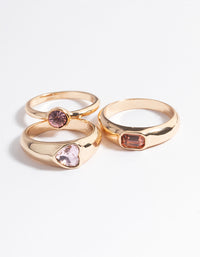 Gold Statement Signet Stone Ring Pack - link has visual effect only