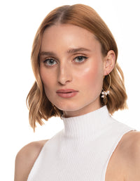 Gold Large Flower Cluster Hoop Earrings - link has visual effect only