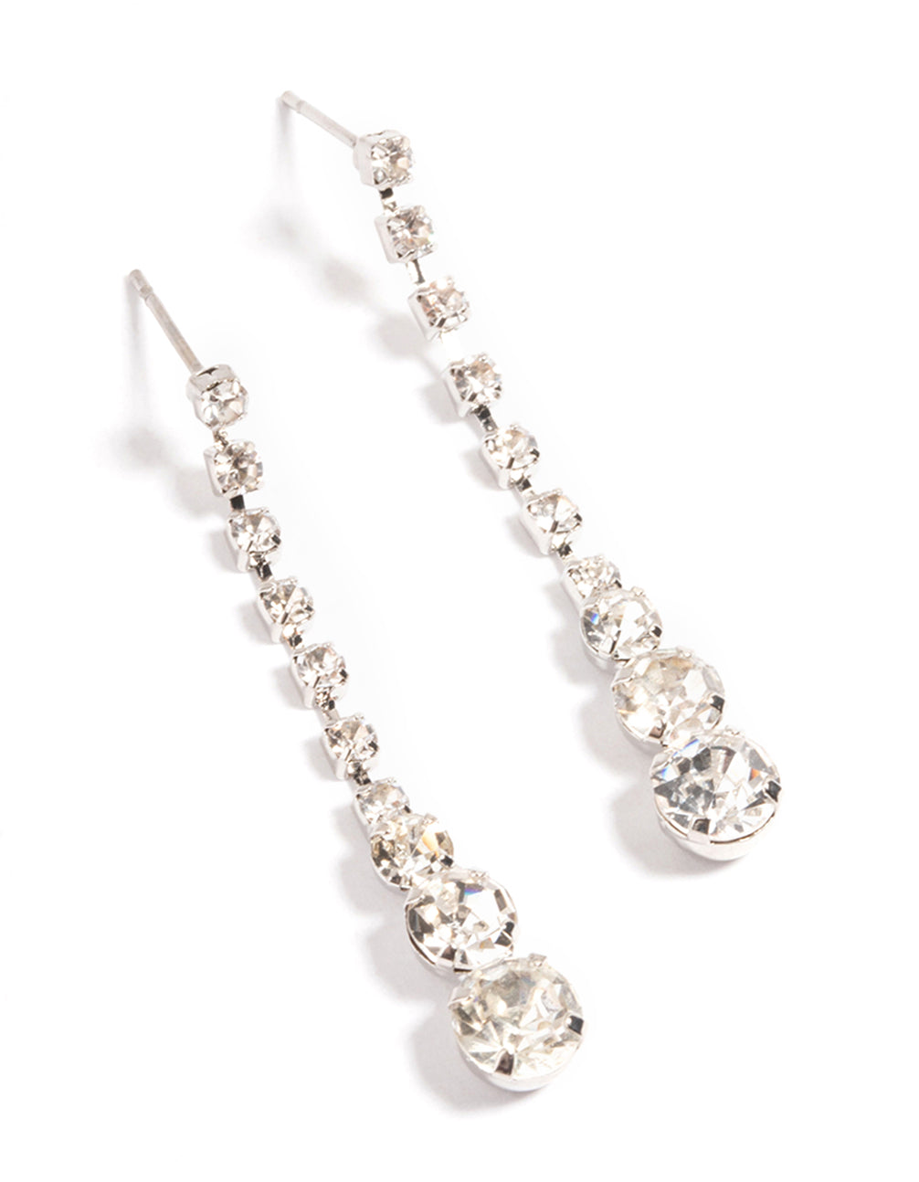 Silver Cupchain Graduated Drop Earrings