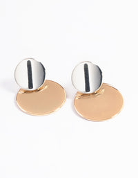 Mixed Metal Double Disc Graduated Drop Earrings - link has visual effect only