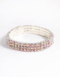 Silver Triple Diamante Stretch Bracelet - link has visual effect only