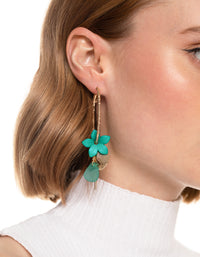 Gold Disc & Flower Cluster Hoop Earrings - link has visual effect only