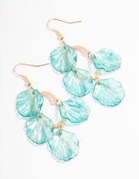 Green Petal Diamante Drop Earrings - link has visual effect only