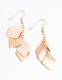 Gold Sandblast Stud Petal Drop Earrings - link has visual effect only