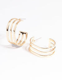 Gold Wide Triple Hoop Earrings - link has visual effect only