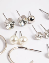 Silver Basic Stud & Hoop Earrings 8-Pack - link has visual effect only