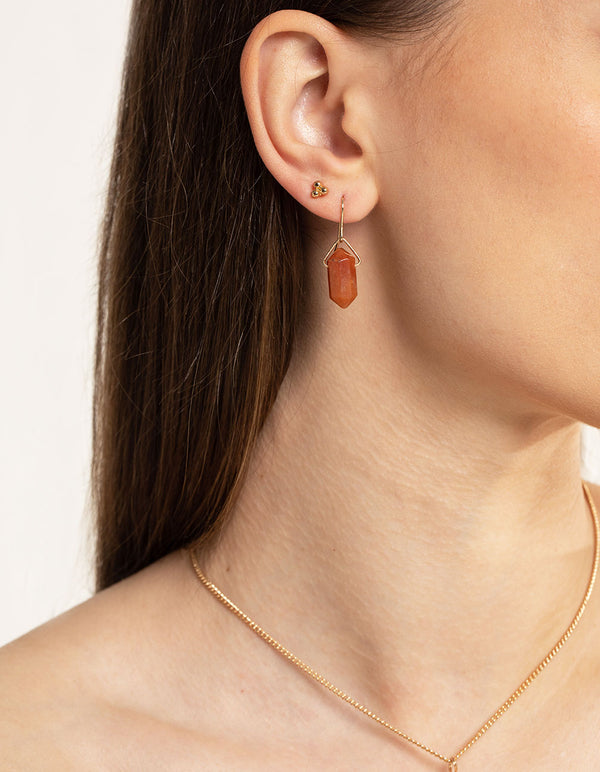 Gold Orange Shard Stack Earrings