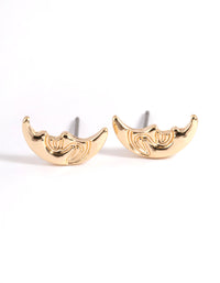 Gold Moon Face Stud Earrings - link has visual effect only