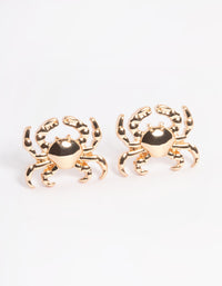 Gold Crab Stud Earrings - link has visual effect only