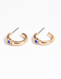 Gold Star Stone Huggie Earrings - link has visual effect only