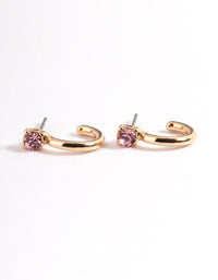 Gold Diamante Stone Huggie Earrings - link has visual effect only